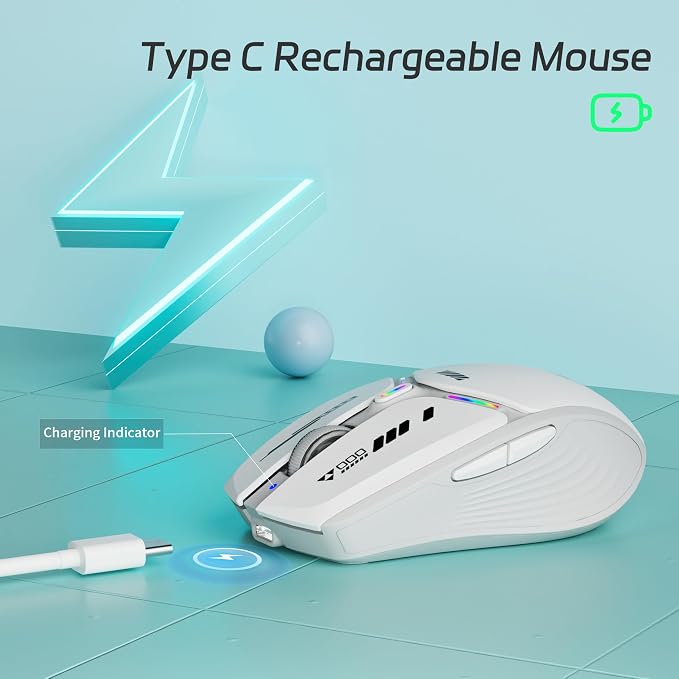 Uciefy V19 Wireless Mouse, 2.4GHz Rechargeable Mouse LED - Image 3