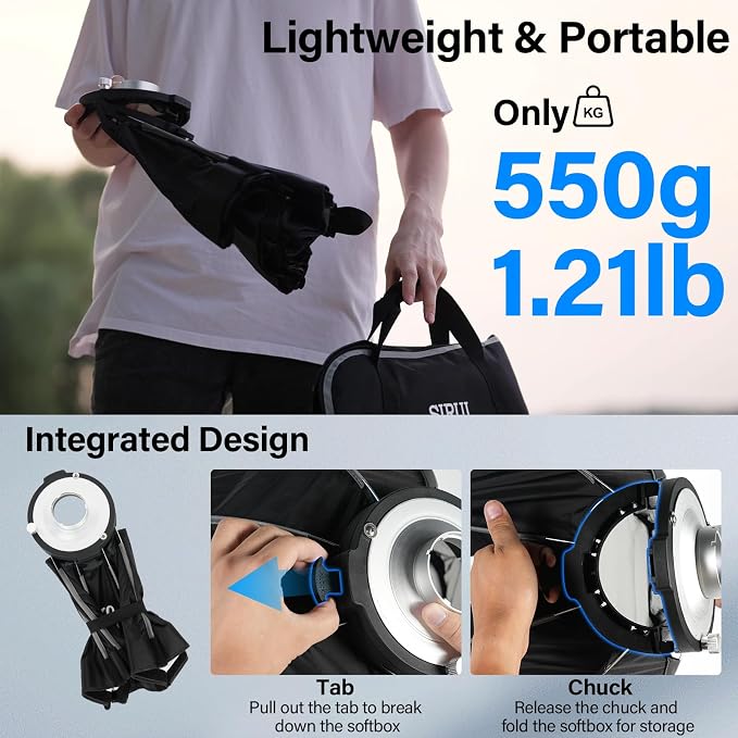 SIRUI 15.7"/40cm Mini Quick Set-Up Foldable Softbox, Quick Release - Image 4
