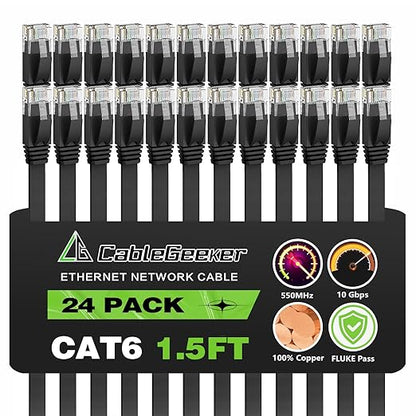 Cat 6 Ethernet Cable 1.5ft Flat Internet Network Cables by CableGeeker