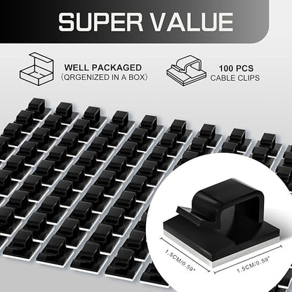 KGROTE 100PCS Cable Clips, Adhesive Wire Clips Strong Cord Clips Wire Holders - Image 2