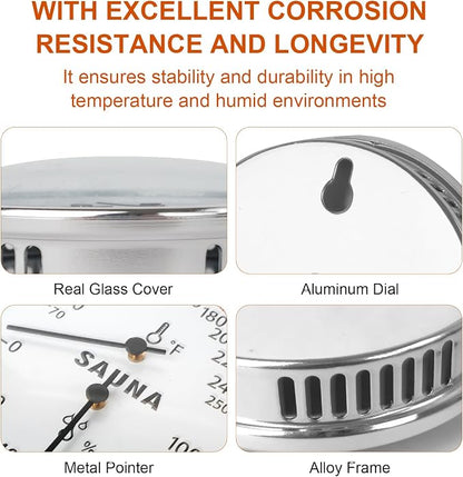 Sauna Thermometer and Hygrometer Combo, Precise Temperature & Humidity Gauge - Image 4