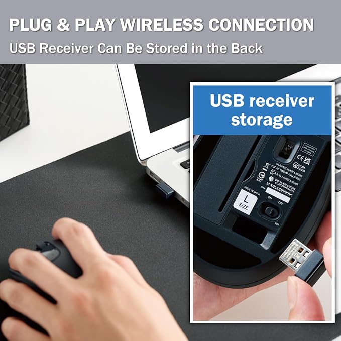 ELECOM Left Hand Wireless Ergonomic Mouse, 2.4GHz - Image 9