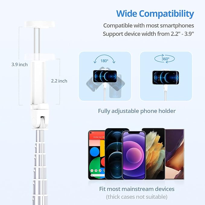 ATUMTEK 60" Selfie Stick Tripod, All in One Extendable Phone Tripod Stand - Image 7