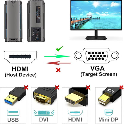BENFEI HDMI to VGA 3 Feet Cable, Uni-Directional HDMI to VGA Cable Compatible - Image 2