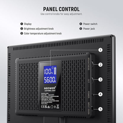NEEWER 192 LED Video Light Panel, 20W Ultra Thin Bi Color Dimmable DSLR Camera - Image 9