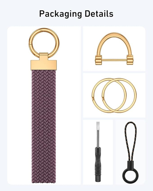 Stretchy Braided Wristlet D-Ring Detachable - Image 2