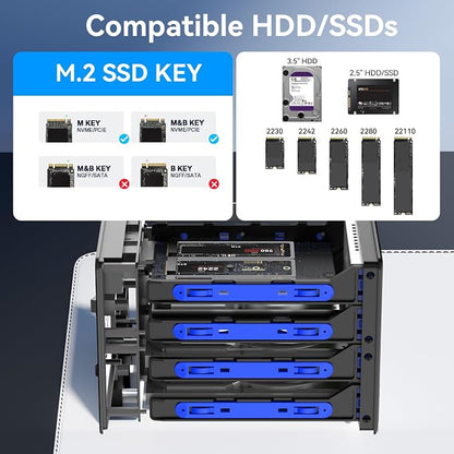 Hybrid 3*2.5/3.5" SATA HDD/SSD+3* M / B+M Key M.2 NVMe Enclosure - Image 6