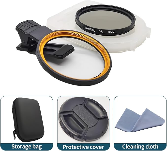 52mm Clip-on CPL Phone Camera Lens Filter, Polarized Camera Lens CPL Filter - Image 6