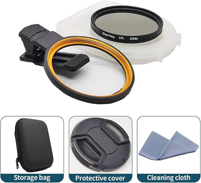 52mm Clip-on CPL Phone Camera Lens Filter, Polarized Camera Lens CPL Filter - Image 6