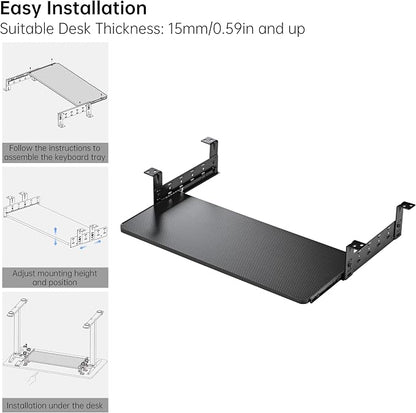 EUREKA ERGONOMIC Adjustable Keyboard Tray Under Desk, 28x11 Inch Large Slide - Image 7