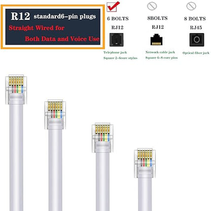 LanSenSu RJ12 Cable Phone Cord RJ12 6P6C Male to Male Straight Wired - Image 2