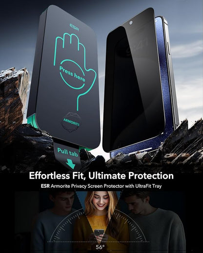 ESR 3 Pack 9H+ Glass for iPhone 15 Pro Max Privacy Screen Protector, Armorite - Image 2