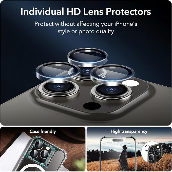 ESR for iPhone 14 Pro Screen Protector Set, 3 Tempered-Glass Screen Protectors - Image 4