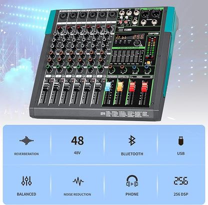 Depusheng PA6 professional DJ audio mixer 6 channel input built-in 256 kinds of - Image 2