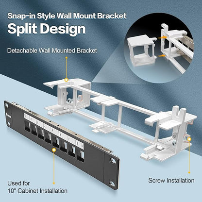 8 Port Blank Keystone Patch Panel Wall Mount 10inch - Image 3