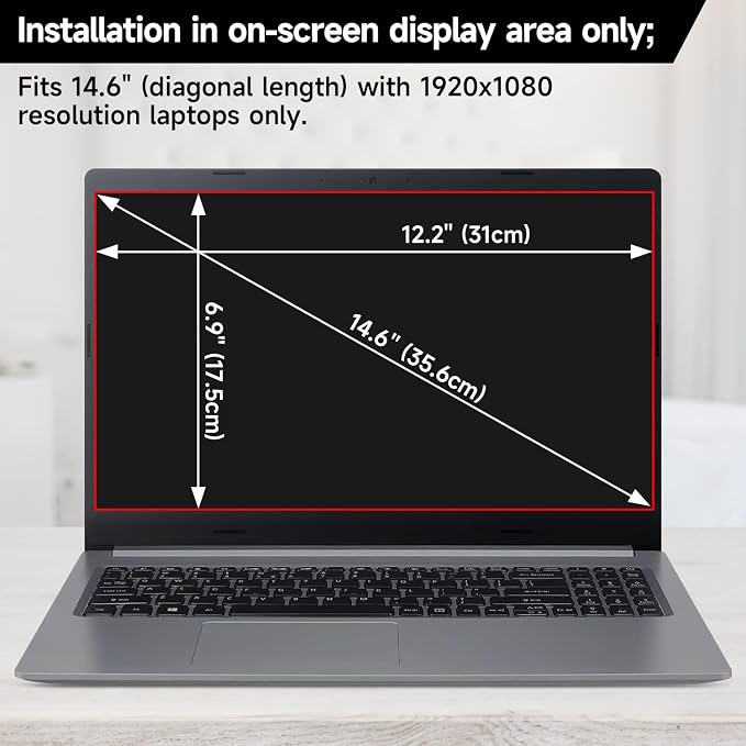 14 Inch 16:9 Laptop Privacy Screen Filter, Anti Blue Light Glare & Anti Scratch - Image 6
