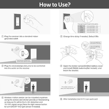 RAYZEEK Wireless Motion Sensor Plug Kits, No-Wire Mini PIR Sensor Switch - Image 9