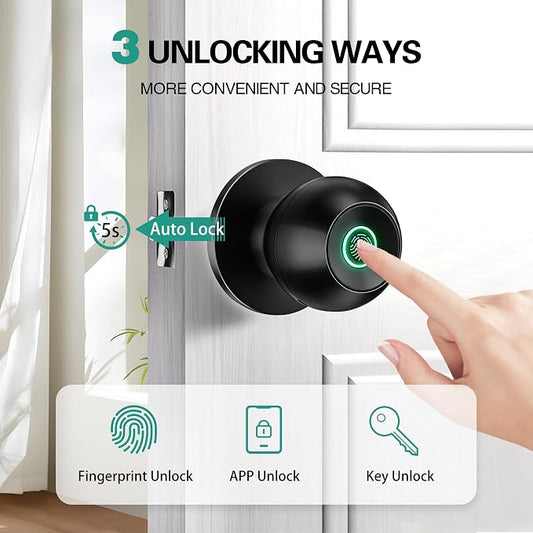 Smart Door Knob, Fingerprint Door Knob, Biometric Smart Door Lock - Image 2