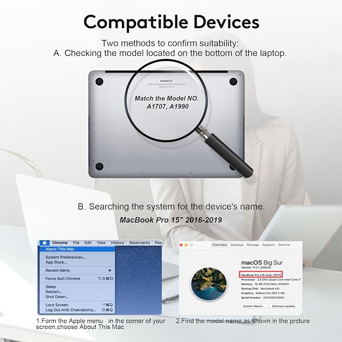 Magnetic Privacy Screen for MacBook Pro 15 inch, Model A1707, Detachable Screen - Image 2