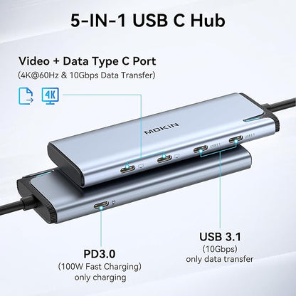 USB C to USB C Hub Dual Monitor, USBC Splitter - Image 2