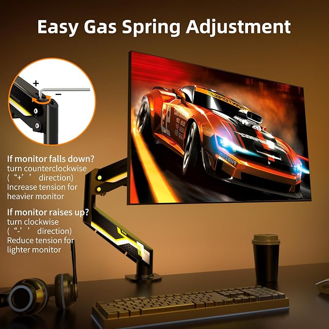 Suptek Monitor Mount Gas Spring Arm Desk Mount Stand - Image 4