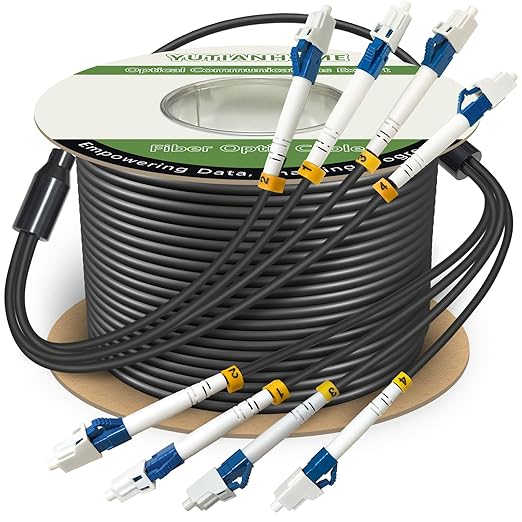 120ft 4 Core Industrial TPU LC to LC Outdoor Armored Fiber Optic Cable by YUTIANHOME