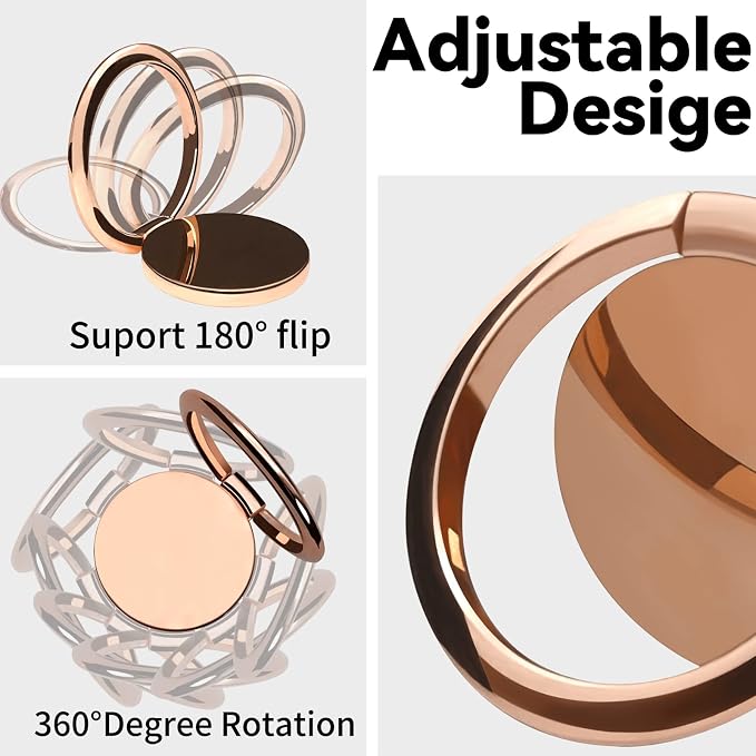 Metal Cell Phone Ring Holder Finger Ring Stand, 360 Degree Rotation Ring - Image 2