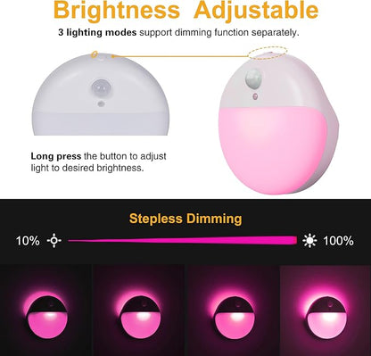 YUNLEX 2 Pack Pink Battery Night Light, Motion Activated Night Light, 2.6" - Image 5
