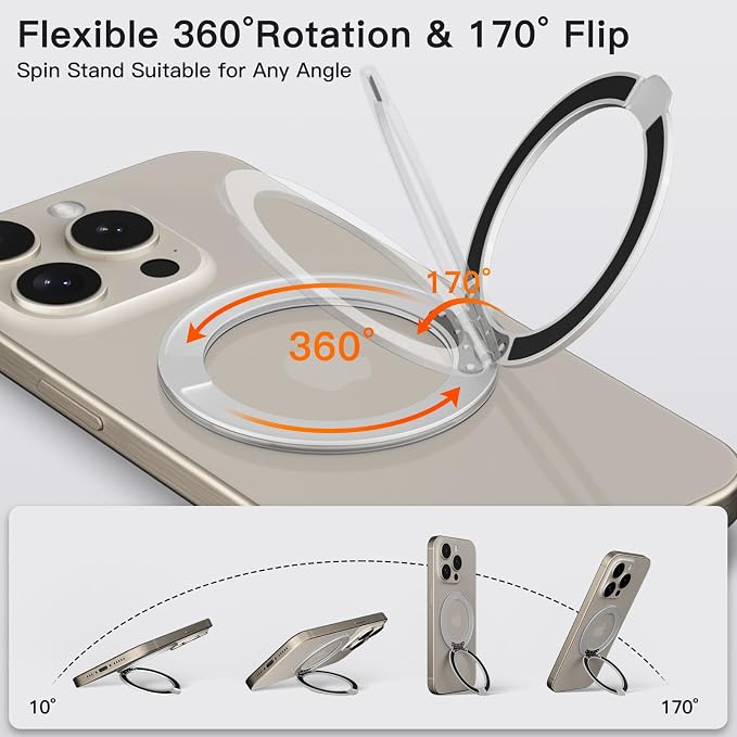 COOLQO 2Pcs 360 Spin Cell Grip Ring Phone Stand Magnetic Holders - Image 3