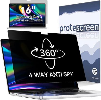 360° Privacy Screen for MacBook Pro 16 Inch, 4 Way Privacy Anti Glare Blue by Protescreen