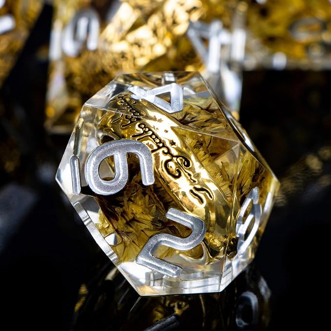 Magic Golden Ring DND Dice Set Sharp Edge Red Resin Dice - Image 5
