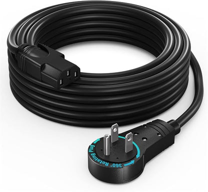 Maximm Monitor Computer Power Cord 15 Ft Flat Plug 360° Rotating PC Cable 3 by MaximmCable