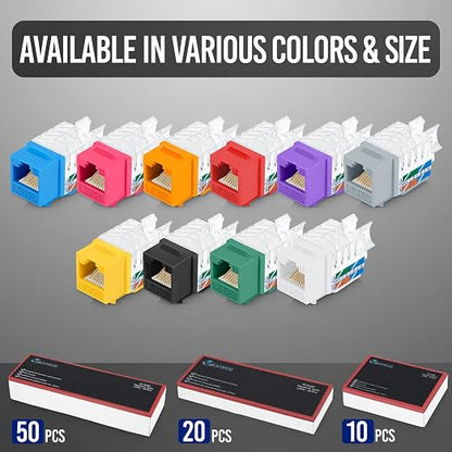 Everest 45° Angled RJ45 Cat6 Keystone Jacks 10-Pack in Pink - Image 9