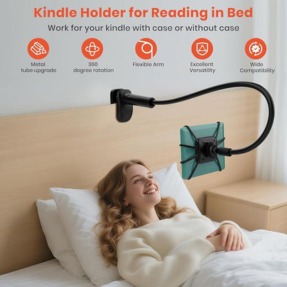 Gooseneck Kindle Holder for Reading in Bed, 360° Adjustable Cell Phone Stand - Image 2