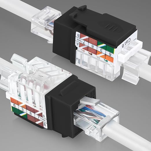 Everest 45° Angled RJ45 Cat6A Keystone Jacks 10-Pack in Black - Image 8