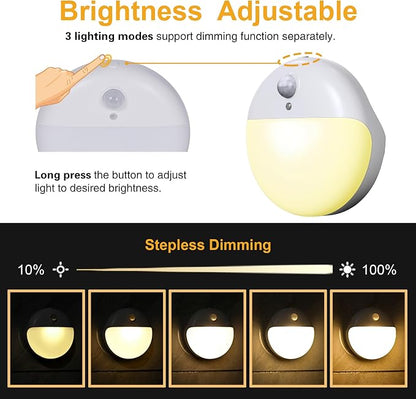 YUNLEX 2 Pack Motion Sensor Night Light, 3 Lighting Modes, Stepless Dimming - Image 5