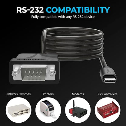 SABRENT USB-C to DB9 Serial RS-232 Adapter Cable 6FT, Prolific PL2303GS Chipset - Image 6