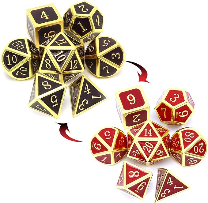 Haxtec Metal DND Dice Set Heat Sensitive Color Changing Metal Dice Polyhedral by HaxtecDice