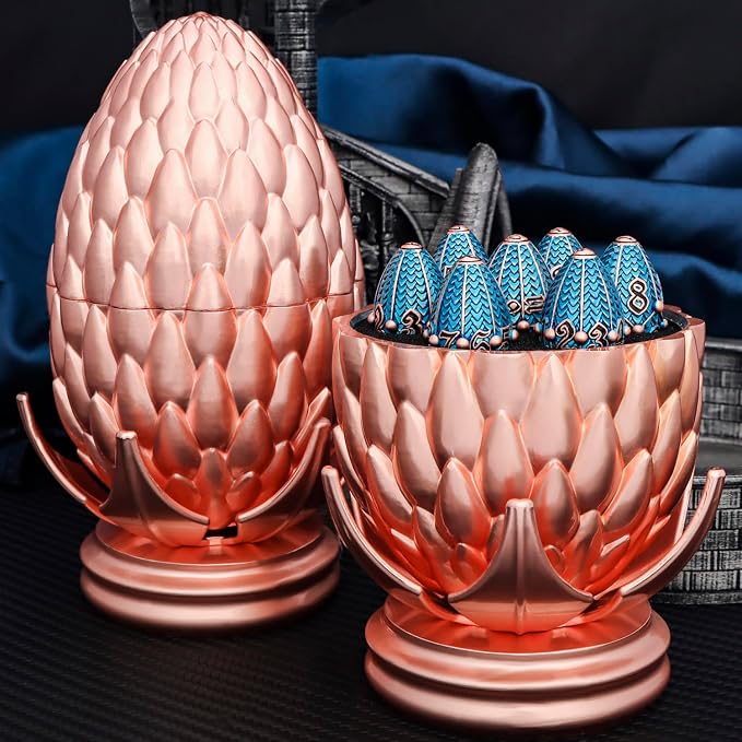 ARUOHHA DND Metal Dice Copper Blue Dragon Egg Dice - Image 3