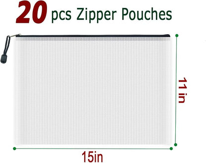 AUSTARK 20 Pcs Zipper File Bags, Plastic Mesh Pouch, Board Game Storage - Image 2