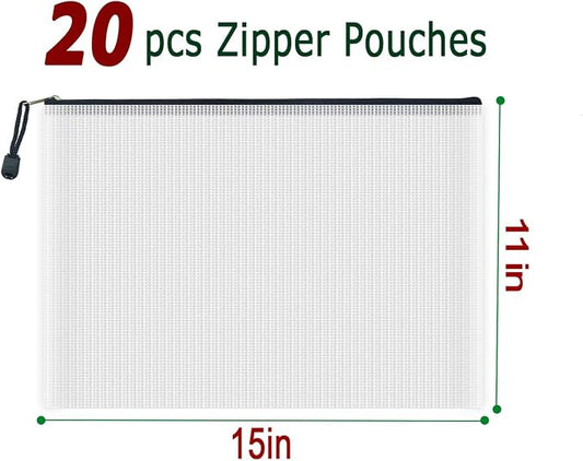 AUSTARK 20 Pcs Zipper File Bags, Plastic Mesh Pouch, Board Game Storage - Image 2