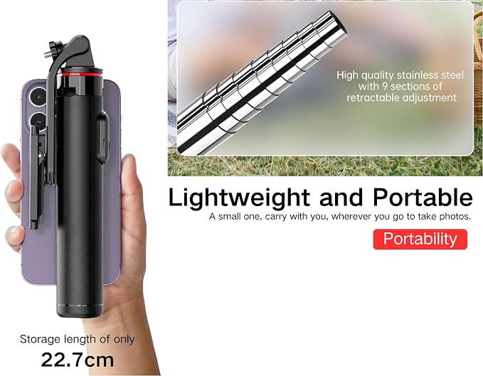 C13 52" Selfie Stick Tripod for iPhone Android, Portable Phone Stand - Image 3