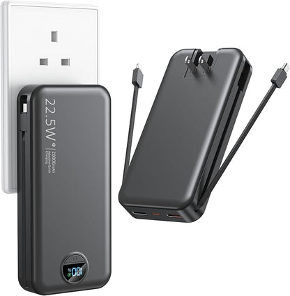 Portable Charger with Wall Plug, 20000mAh USB C Power Bank Fast Charging by Ffnpua