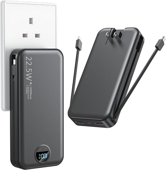 Portable Charger with Wall Plug, 20000mAh USB C Power Bank Fast Charging by Ffnpua
