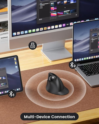 ProtoArc Vertical Wireless Trackball Mouse, EM05 NL Bluetooth Ergonomic - Image 4