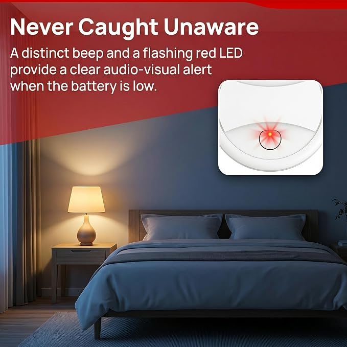 6 Pack Photoelectric Smoke Detector, 10-Year Battery Operated Fire Alarm - Image 6