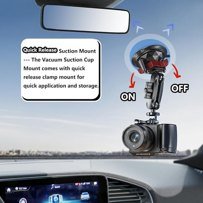 Camera Suction Cup Mount with Ball Head Magic Arm, Twist-Lock Composite Suction - Image 7