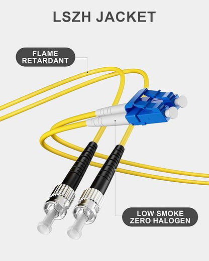 6 Pack LC to ST Singlemode Fiber Patch Cable OS1, 3M Duplex SM Fiber ST to LC - Image 5