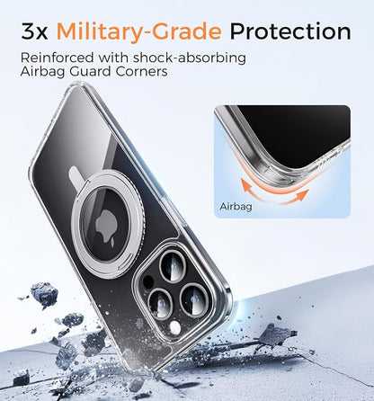 MAGIC JOHN for iPhone 15 Pro Case 360° Rotatable Magnetic Invisible Stand - Image 3