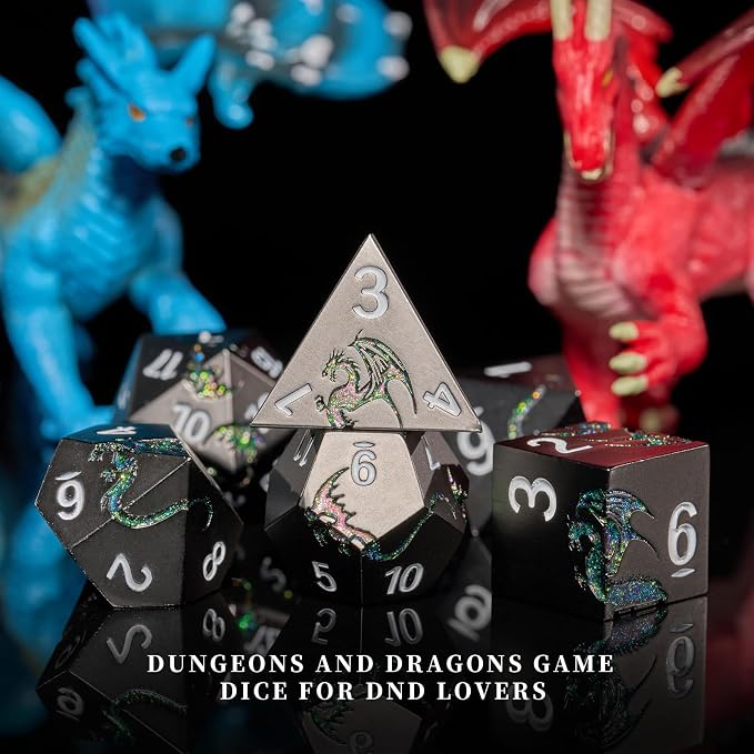 D&D Dice Set Metal Dragon Polyhedral DND Dice Set - Image 6